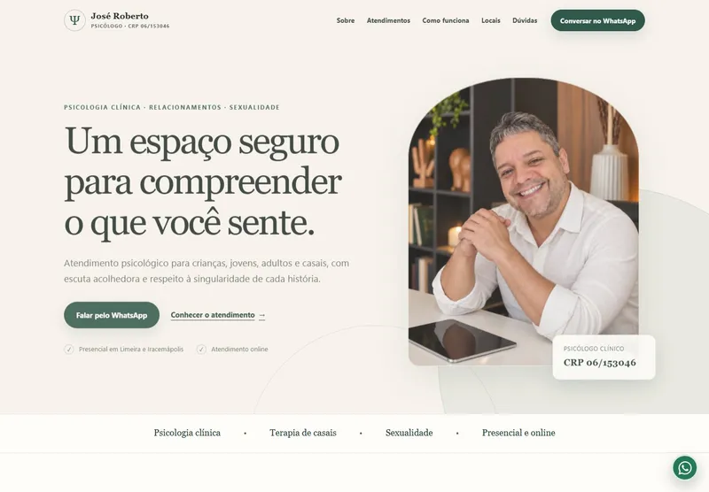 Página inicial do site de José Roberto Simões Junior