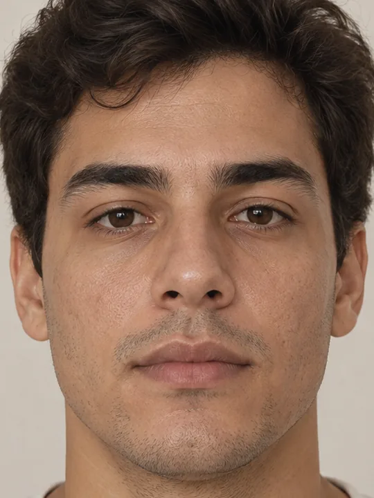 Depois: rosto de homem jovem após o tratamento de acne inflamatória