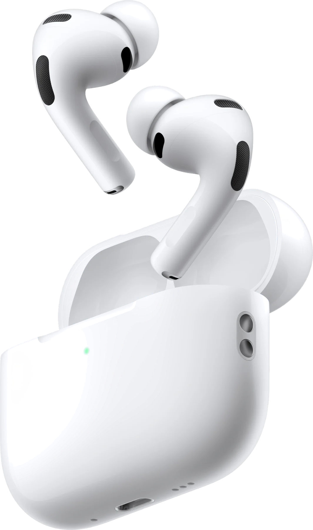 AirPods Pro 3 saindo do estojo de carregamento