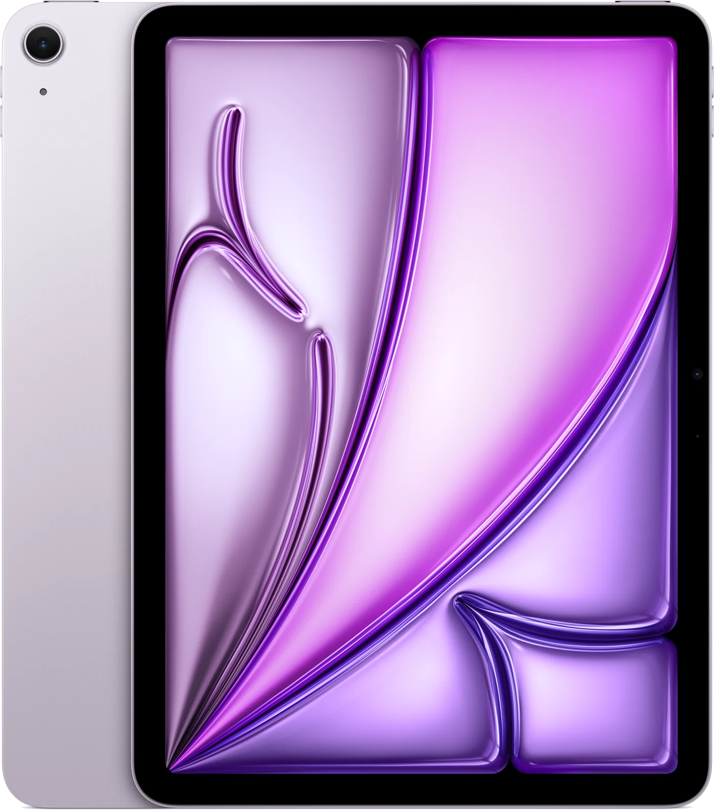 iPad Air roxo com a tela acesa