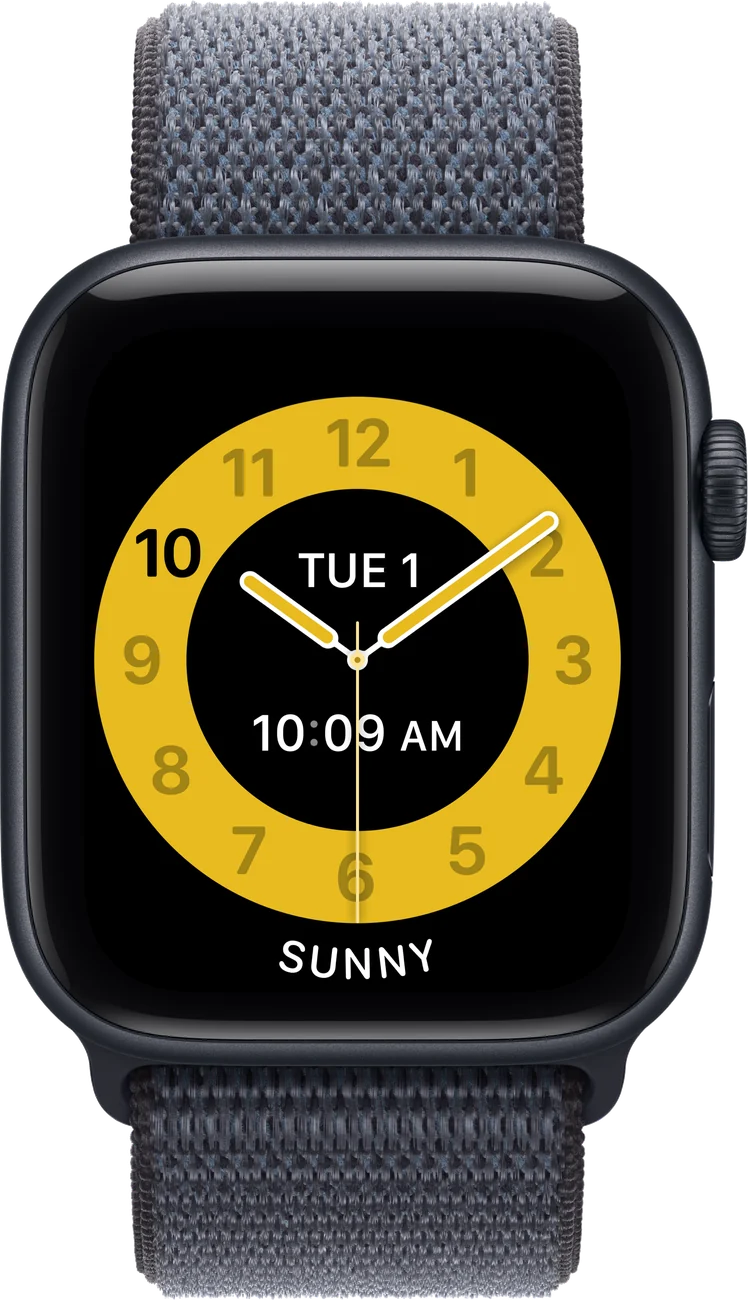 Apple Watch SE 3 meia-noite com pulseira loop esportiva